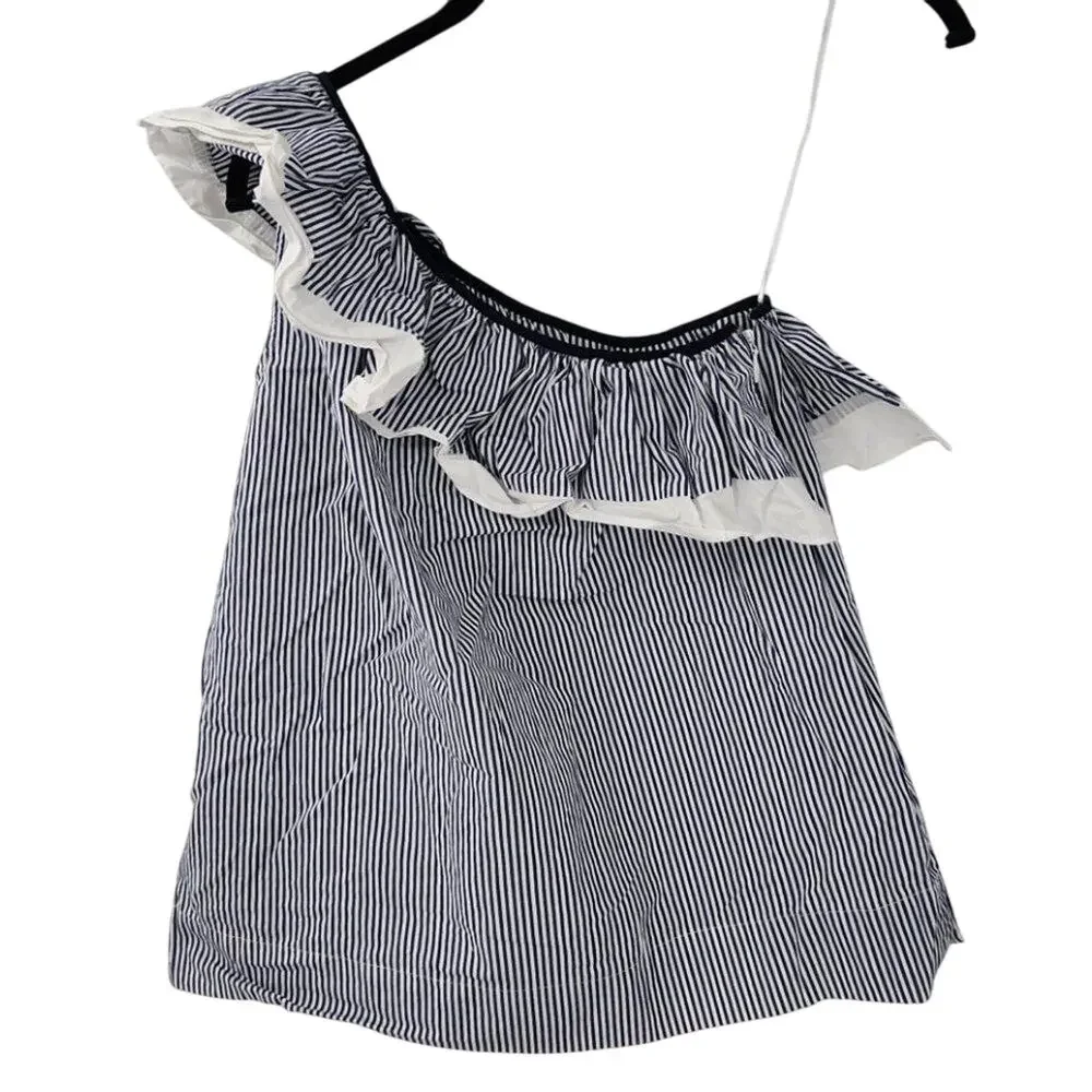 J. Crew Striped One Shoulder Top - Women's Size 0
